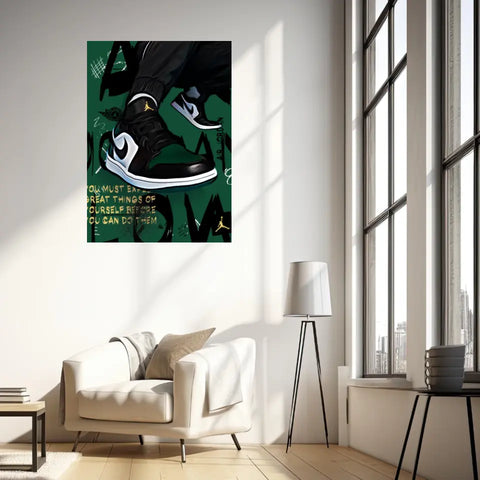 Affiche et Tableau Pop Art de Sneakers Nike Air Jordan Kaki