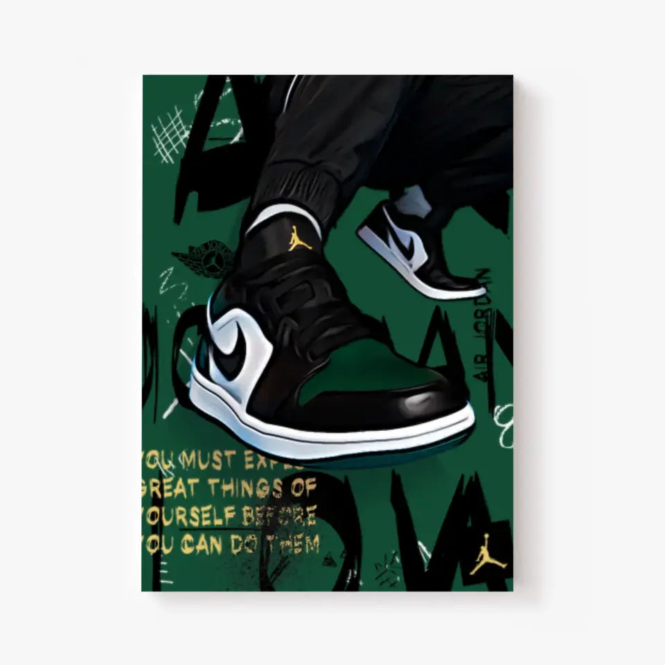 Affiche et Tableau Pop Art de Sneakers Nike Air Jordan Kaki
