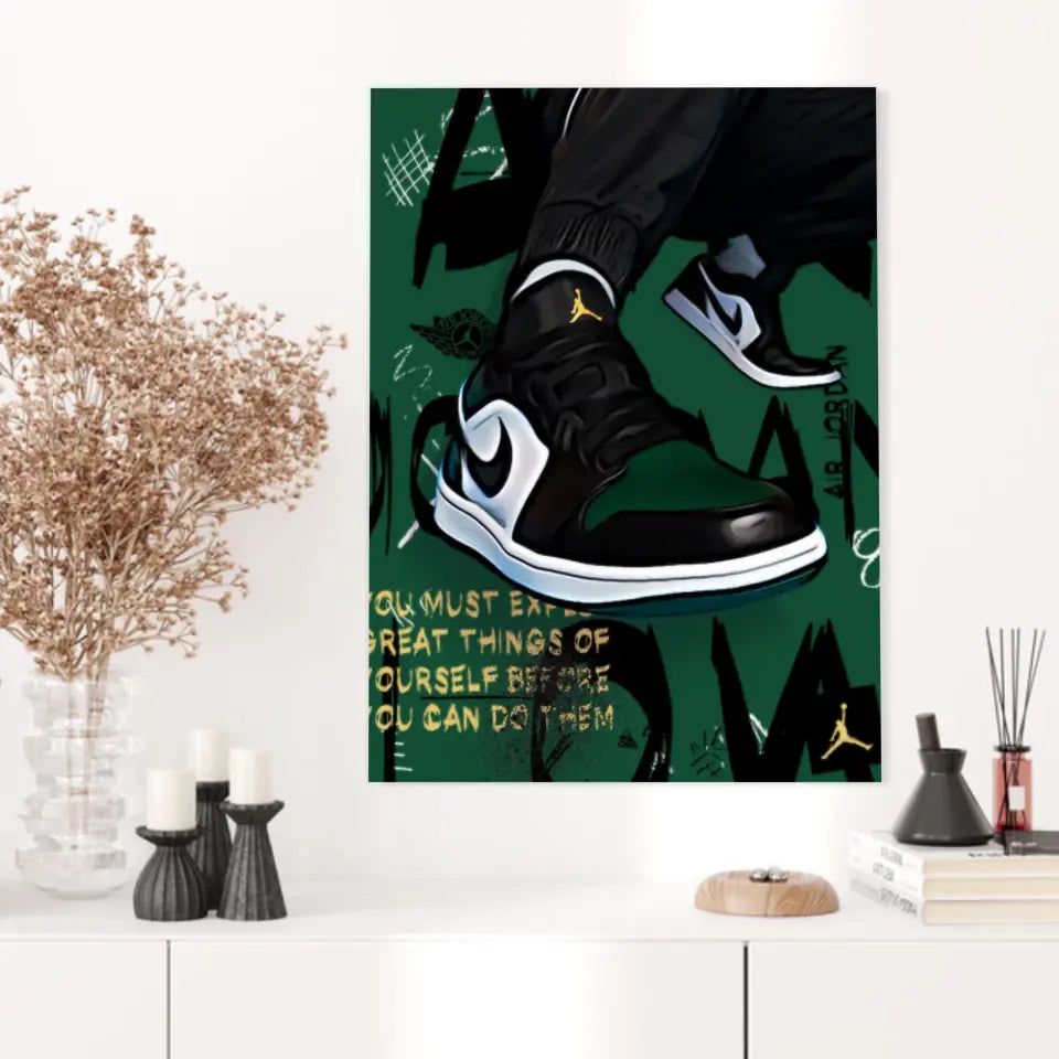Affiche et Tableau Pop Art de Sneakers Nike Air Jordan Kaki