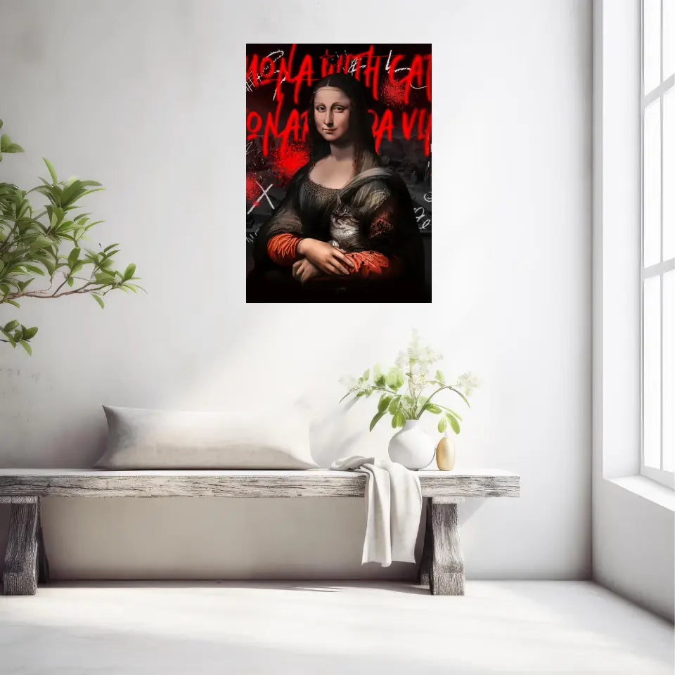 Affiche et Tableau Pop Art de Mona Lisa With a Cat