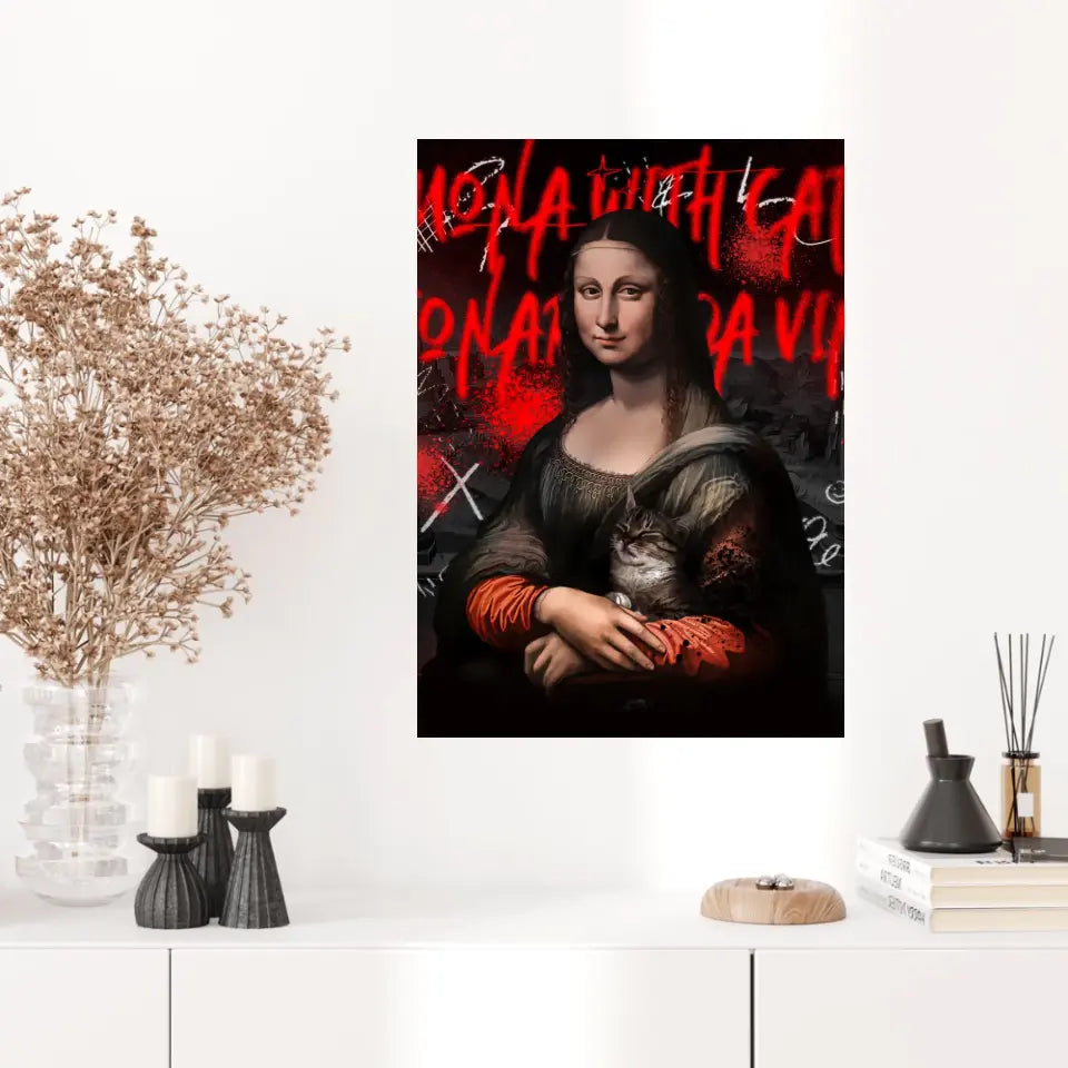 Affiche et Tableau Pop Art de Mona Lisa With a Cat