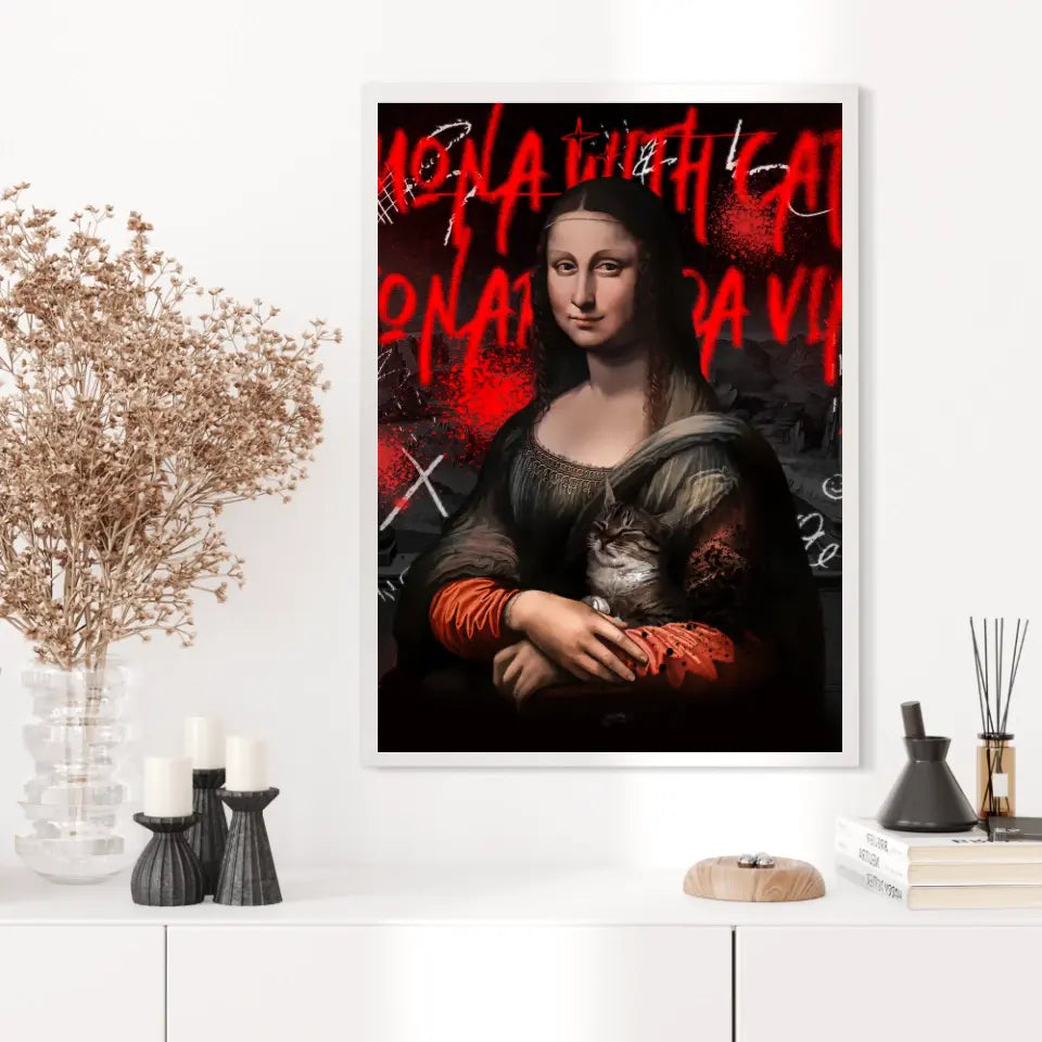 Affiche et Tableau Pop Art de Mona Lisa With a Cat
