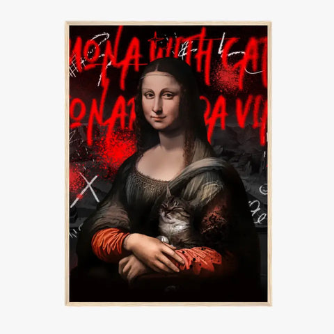 Affiche et Tableau Pop Art de Mona Lisa With a Cat