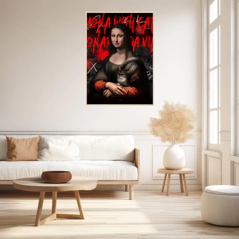 Affiche et Tableau Pop Art de Mona Lisa With a Cat