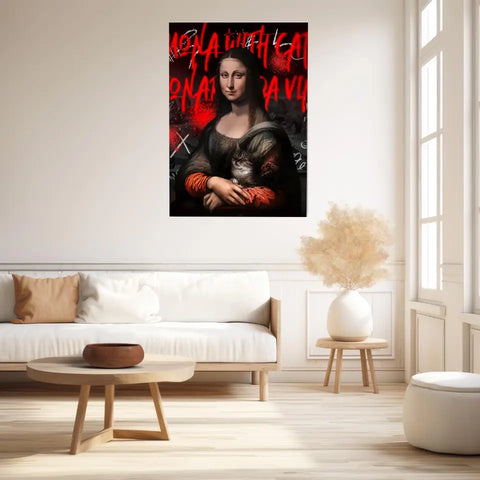 Affiche et Tableau Pop Art de Mona Lisa With a Cat