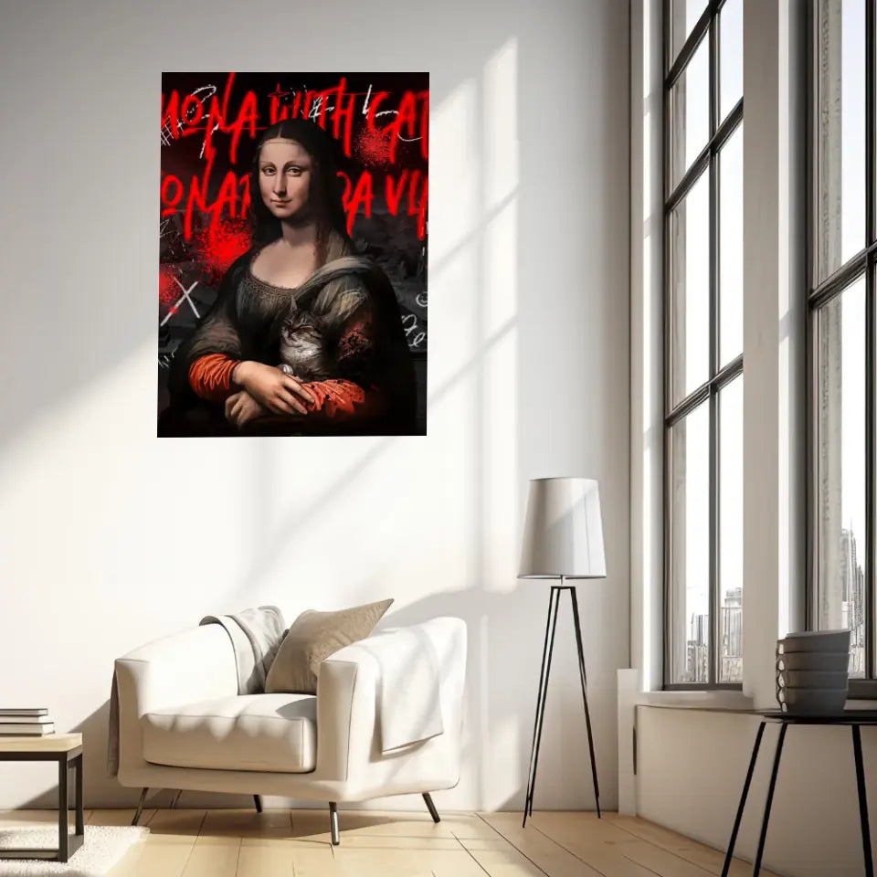 Affiche et Tableau Pop Art de Mona Lisa With a Cat