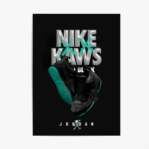 Affiche et Tableau Pop Art de Sneakers Nike Kaws Jordan Black
