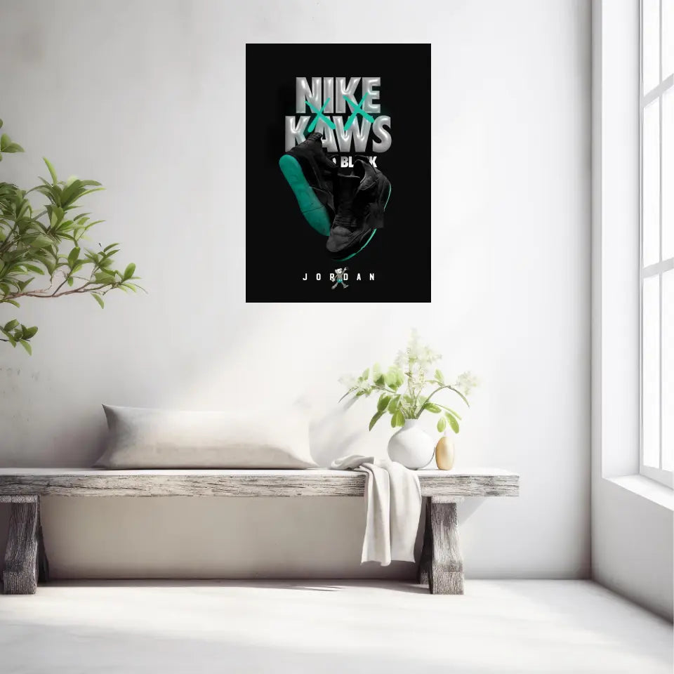 Affiche et Tableau Pop Art de Sneakers Nike Kaws Jordan Black