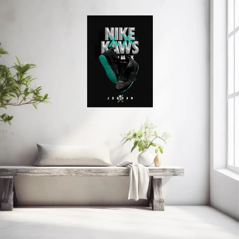 Affiche et Tableau Pop Art de Sneakers Nike Kaws Jordan Black