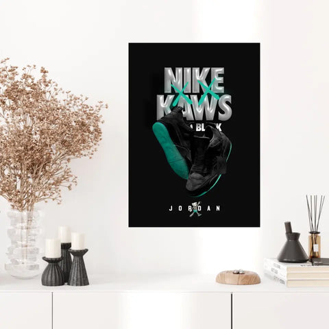 Affiche et Tableau Pop Art de Sneakers Nike Kaws Jordan Black