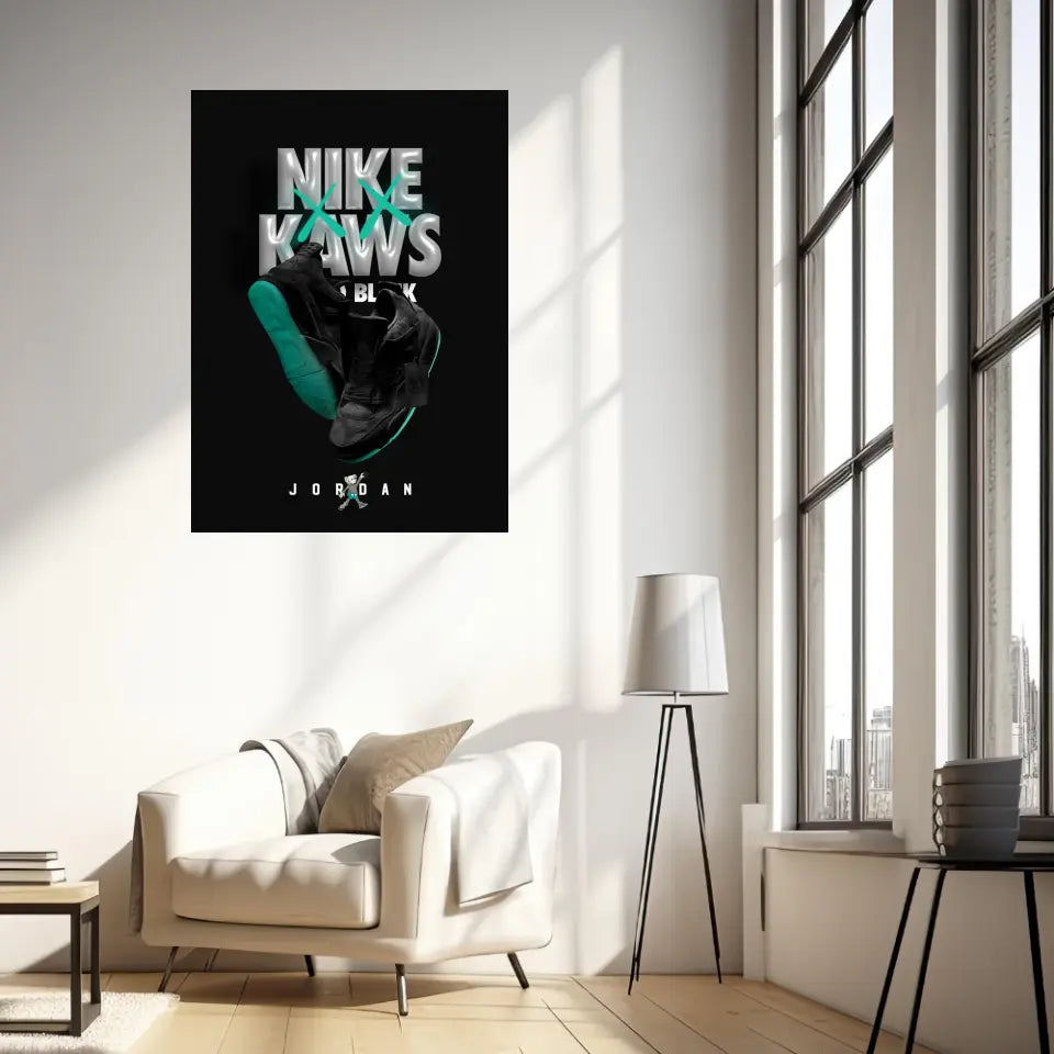 Affiche et Tableau Pop Art de Sneakers Nike Kaws Jordan Black