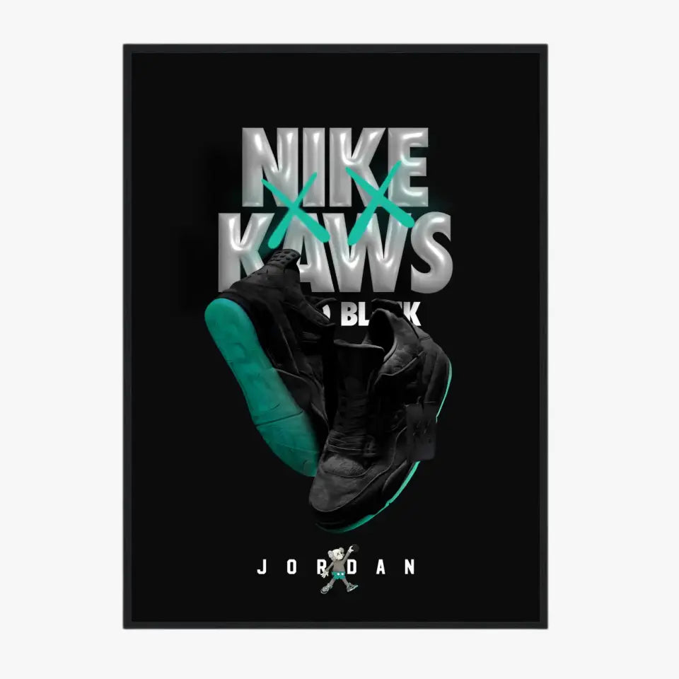 Affiche et Tableau Pop Art de Sneakers Nike Kaws Jordan Black