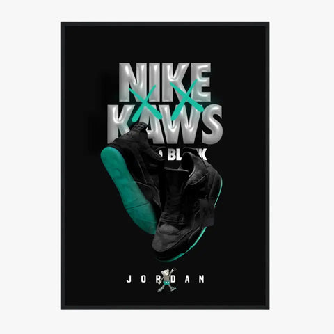 Affiche et Tableau Pop Art de Sneakers Nike Kaws Jordan Black