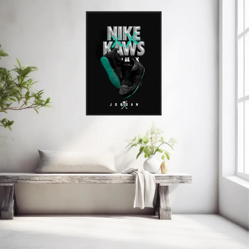 Affiche et Tableau Pop Art de Sneakers Nike Kaws Jordan Black