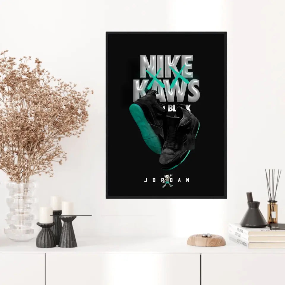 Affiche et Tableau Pop Art de Sneakers Nike Kaws Jordan Black