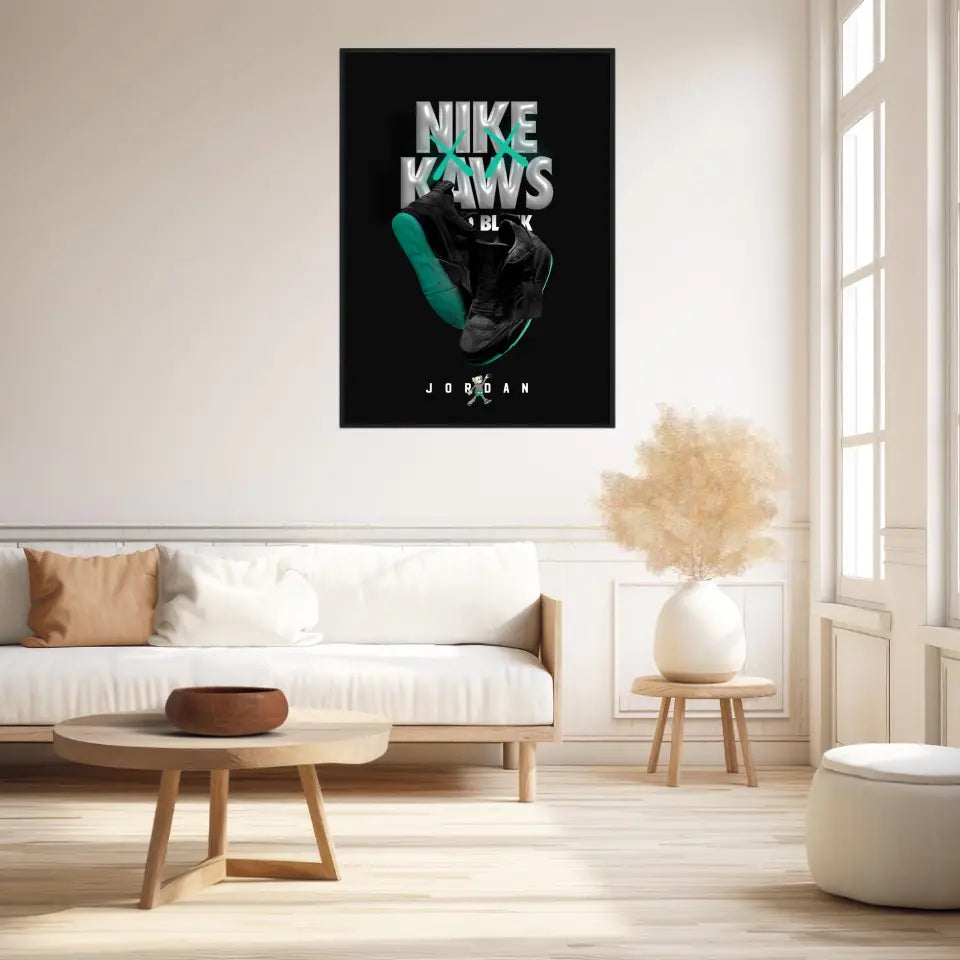 Affiche et Tableau Pop Art de Sneakers Nike Kaws Jordan Black