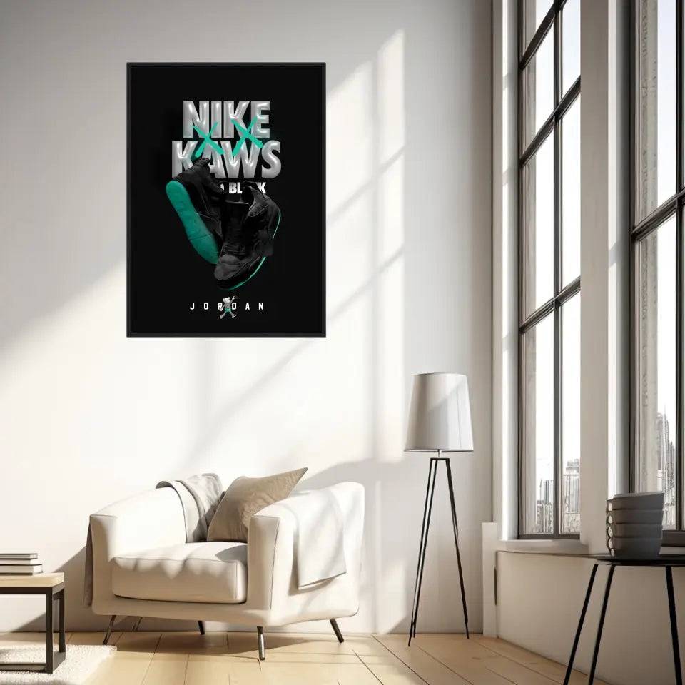 Affiche et Tableau Pop Art de Sneakers Nike Kaws Jordan Black