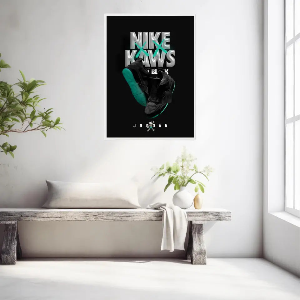 Affiche et Tableau Pop Art de Sneakers Nike Kaws Jordan Black