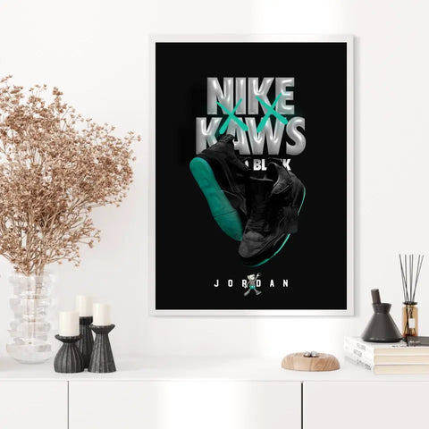 Affiche et Tableau Pop Art de Sneakers Nike Kaws Jordan Black