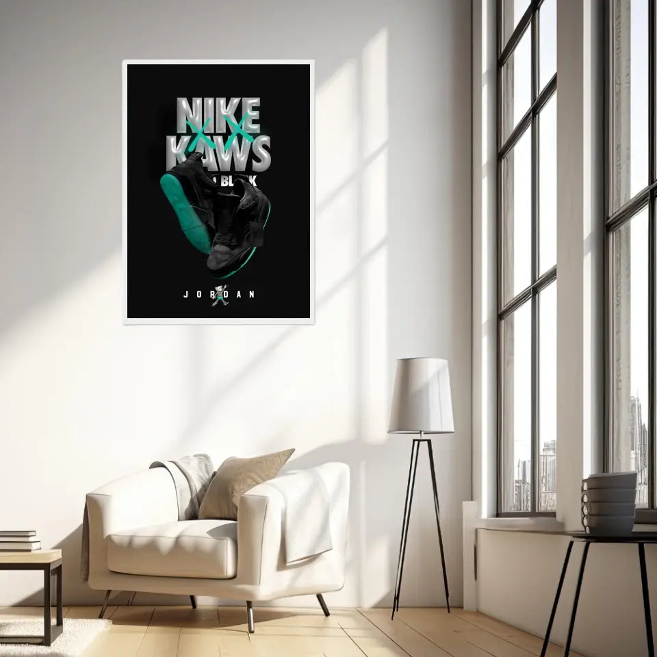 Affiche et Tableau Pop Art de Sneakers Nike Kaws Jordan Black