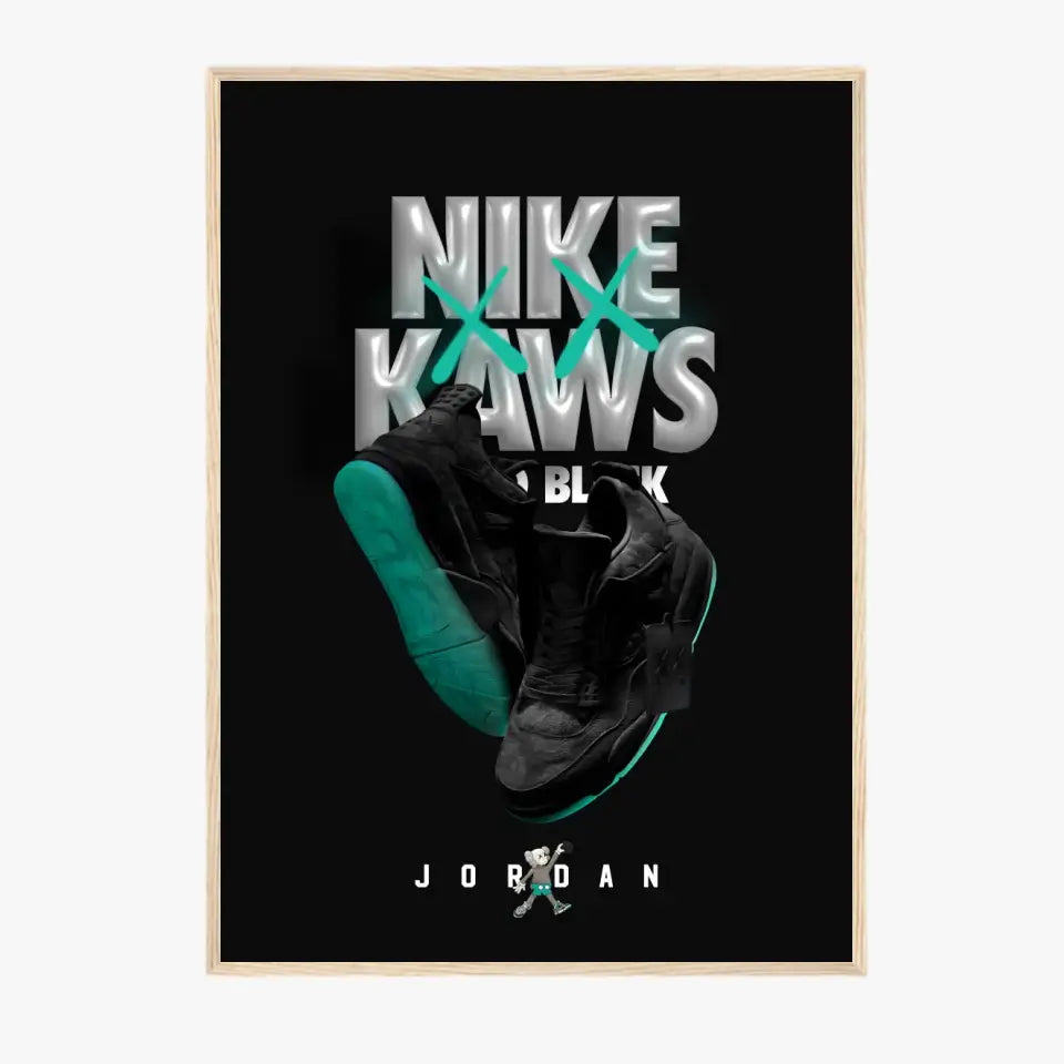 Affiche et Tableau Pop Art de Sneakers Nike Kaws Jordan Black