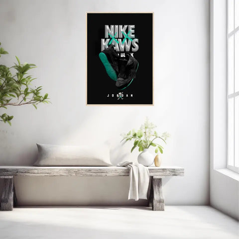 Affiche et Tableau Pop Art de Sneakers Nike Kaws Jordan Black