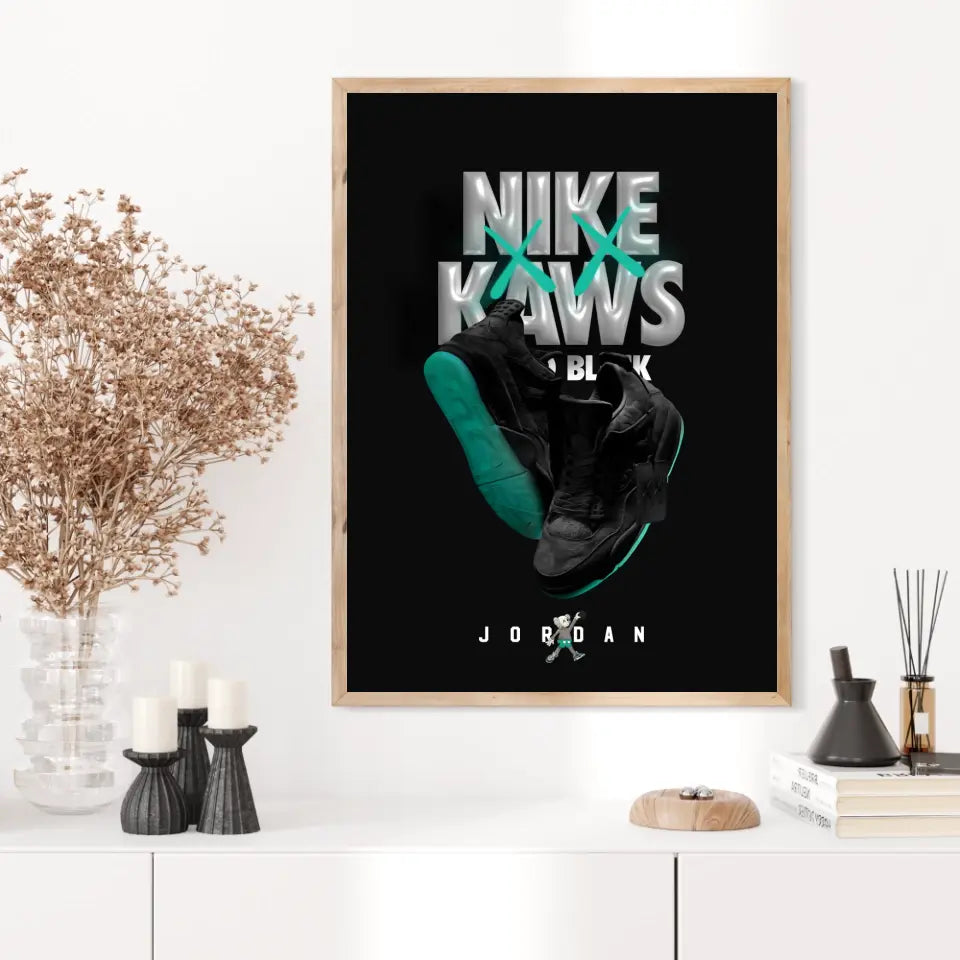 Affiche et Tableau Pop Art de Sneakers Nike Kaws Jordan Black
