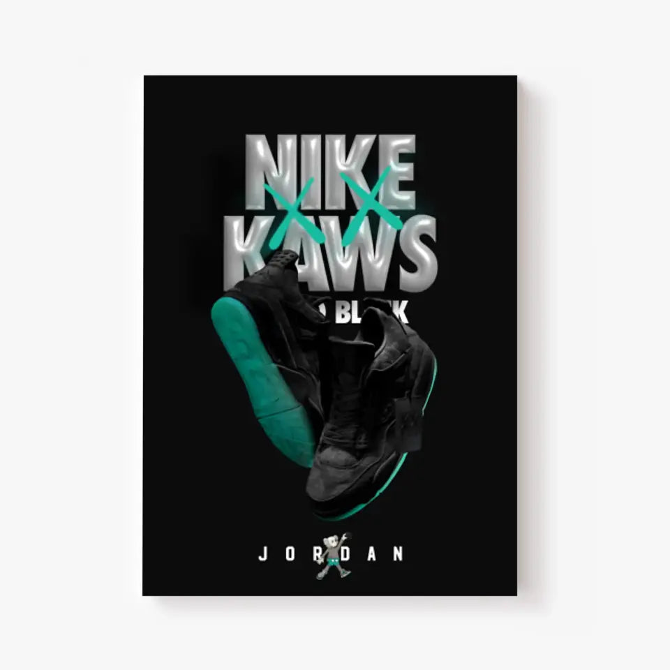 Affiche et Tableau Pop Art de Sneakers Nike Kaws Jordan Black