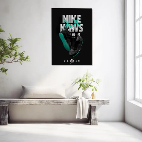 Affiche et Tableau Pop Art de Sneakers Nike Kaws Jordan Black