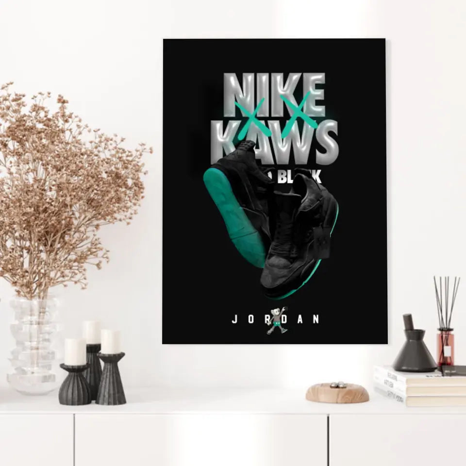 Affiche et Tableau Pop Art de Sneakers Nike Kaws Jordan Black