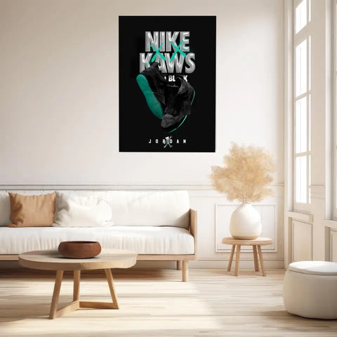 Affiche et Tableau Pop Art de Sneakers Nike Kaws Jordan Black