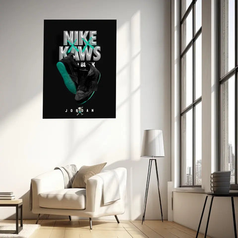 Affiche et Tableau Pop Art de Sneakers Nike Kaws Jordan Black