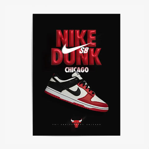 Affiche et Tableau Pop Art de Sneakers Nike Dunk Chicago Bulls
