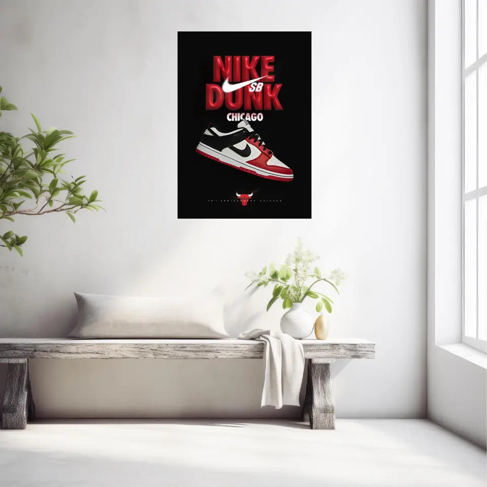 Affiche et Tableau Pop Art de Sneakers Nike Dunk Chicago Bulls