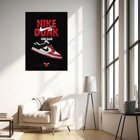 Affiche et Tableau Pop Art de Sneakers Nike Dunk Chicago Bulls