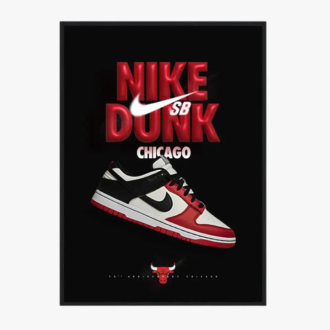 Affiche et Tableau Pop Art de Sneakers Nike Dunk Chicago Bulls