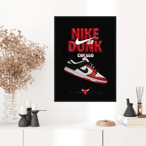 Affiche et Tableau Pop Art de Sneakers Nike Dunk Chicago Bulls