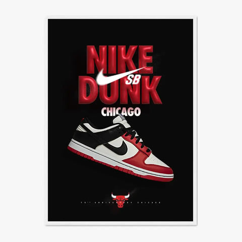Affiche et Tableau Pop Art de Sneakers Nike Dunk Chicago Bulls