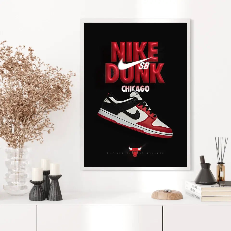 Affiche et Tableau Pop Art de Sneakers Nike Dunk Chicago Bulls