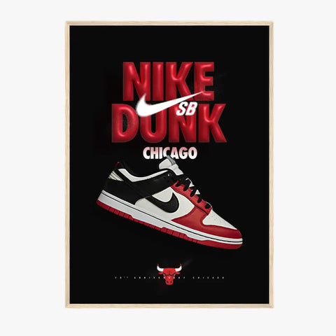 Affiche et Tableau Pop Art de Sneakers Nike Dunk Chicago Bulls