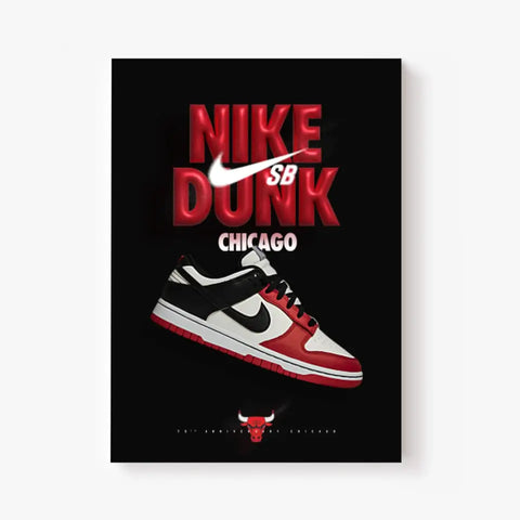 Affiche et Tableau Pop Art de Sneakers Nike Dunk Chicago Bulls