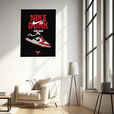 Affiche et Tableau Pop Art de Sneakers Nike Dunk Chicago Bulls