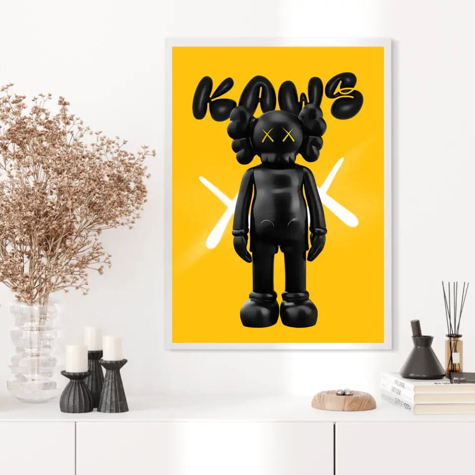 Affiche et Tableau Pop Art de Kaws Black and yellow