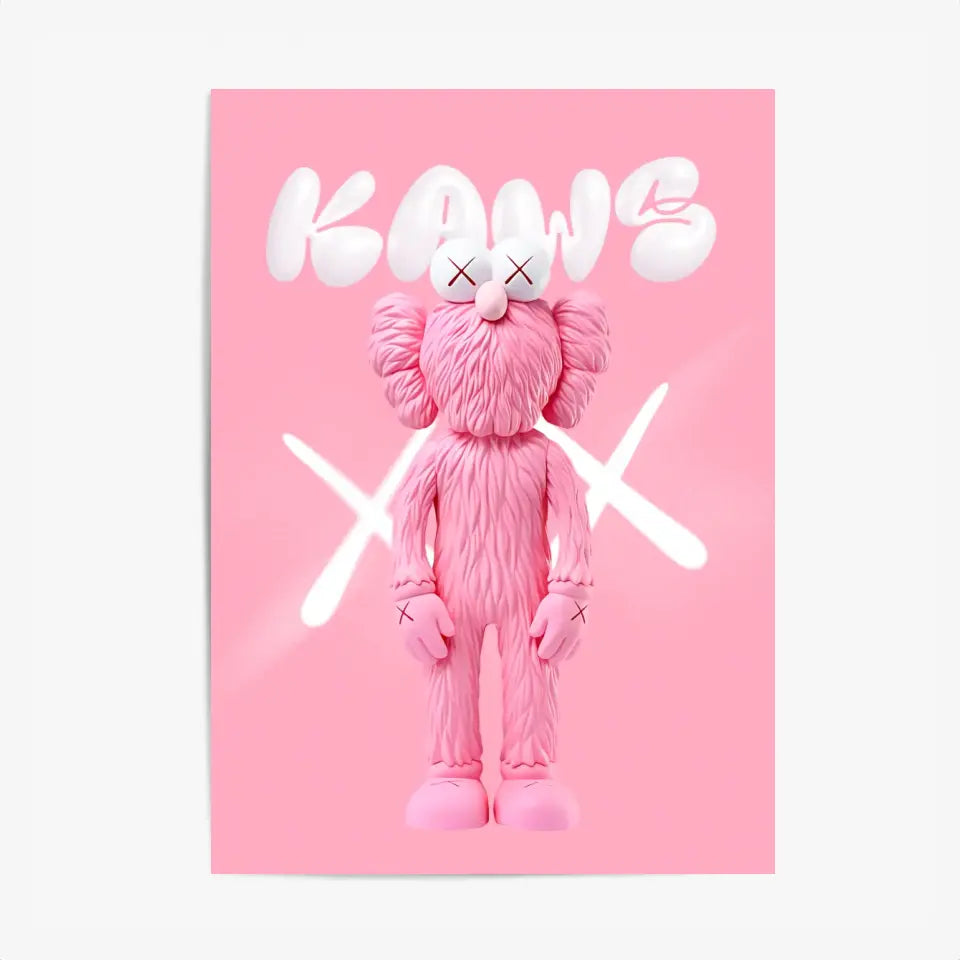 Affiche et Tableau Pop Art de Kaws Pink and White