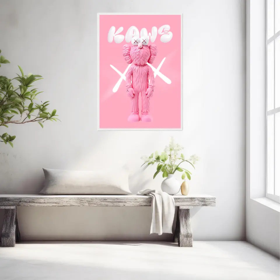 Affiche et Tableau Pop Art de Kaws Pink and White