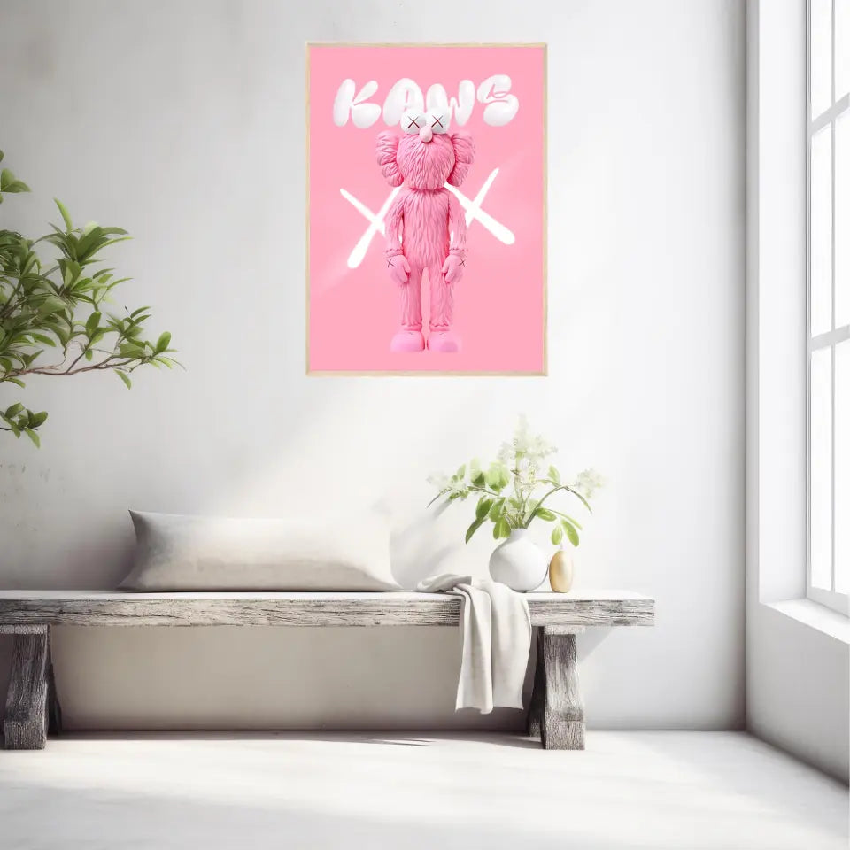 Affiche et Tableau Pop Art de Kaws Pink and White