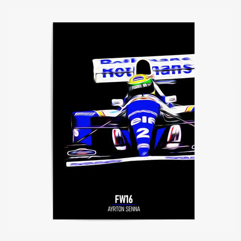 Affiche ou Tableau Williams FW16 Ayrton Senna 1994 Formule 1