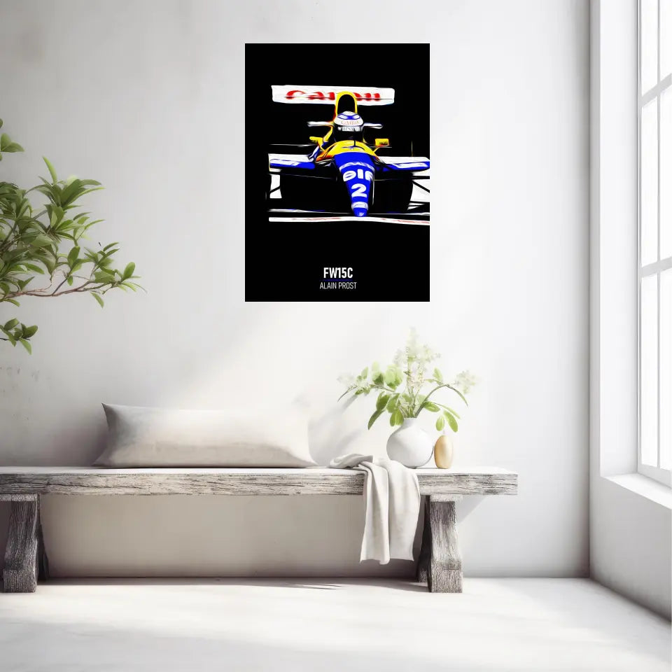 Affiche ou Tableau Williams FW15C Alain Prost 1993 Formule 1