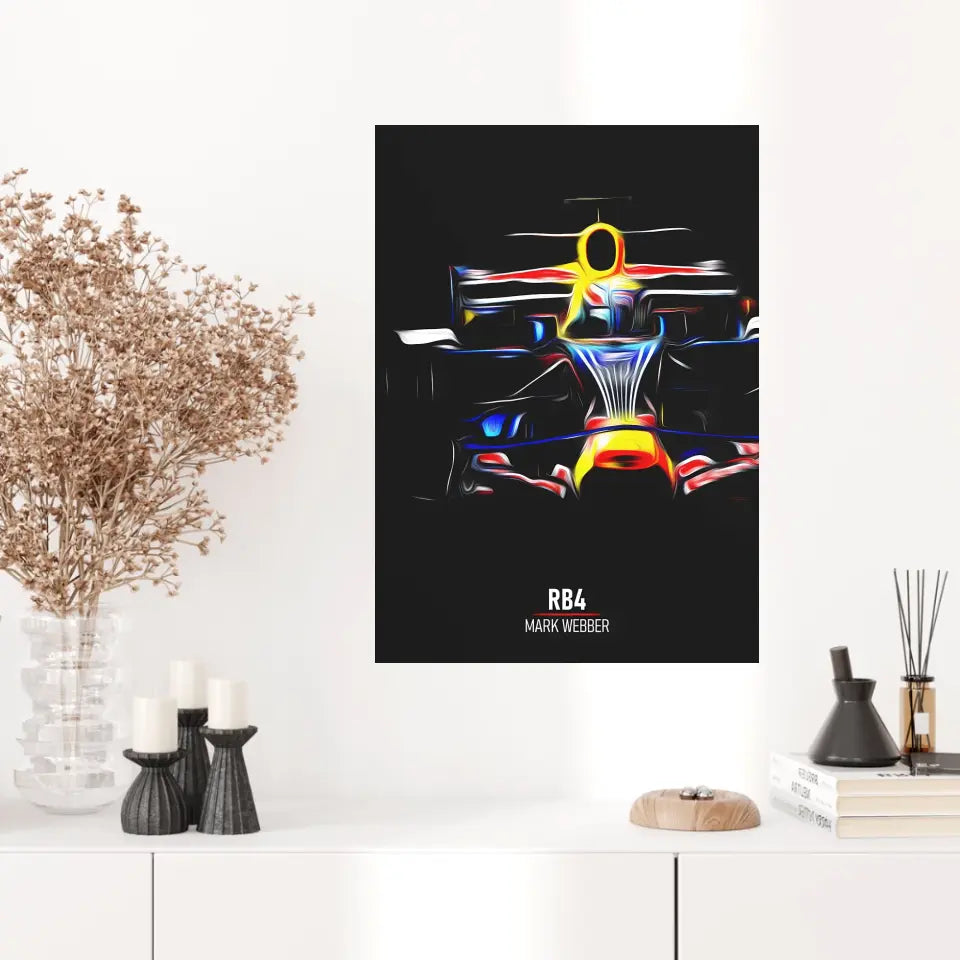 Affiche ou Tableau Red Bull RB4 Mark Webber Formule 1