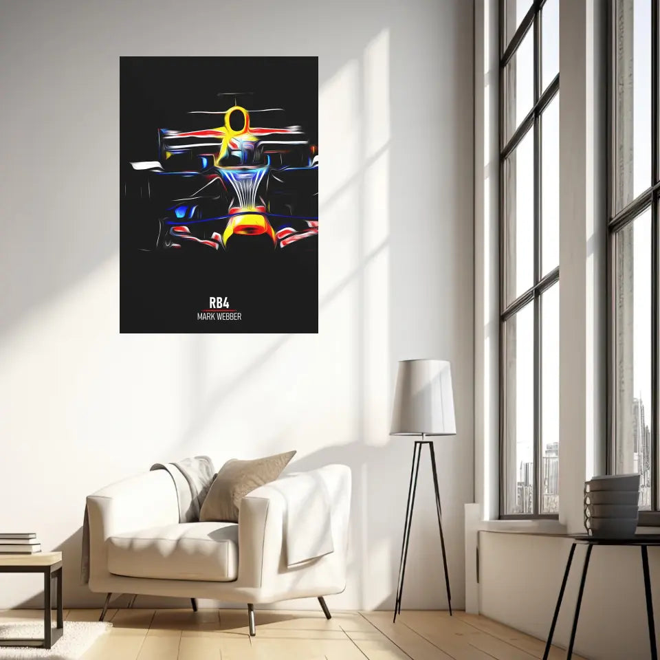 Affiche ou Tableau Red Bull RB4 Mark Webber Formule 1